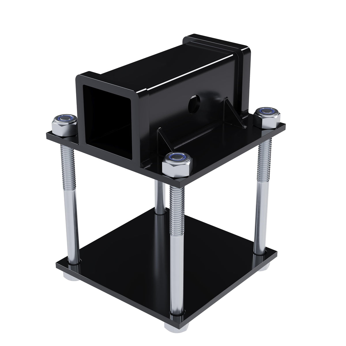 JMTAAT RV bumper adapter with a 2-inch receiver for bike rack mounting.