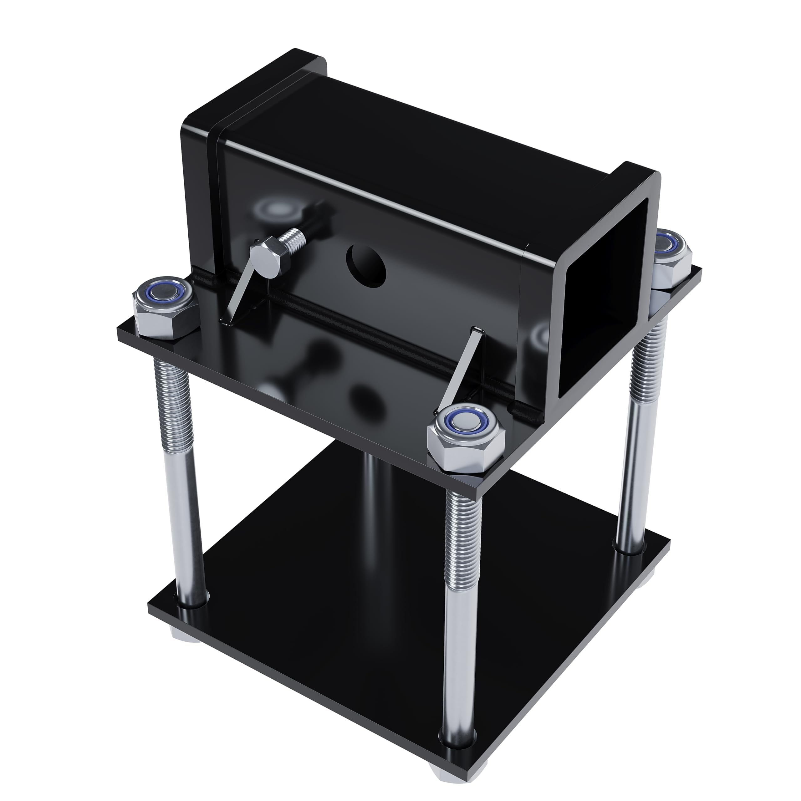 JMTAAT bumper adapter compatible with hitch-mounted racks and carriers.