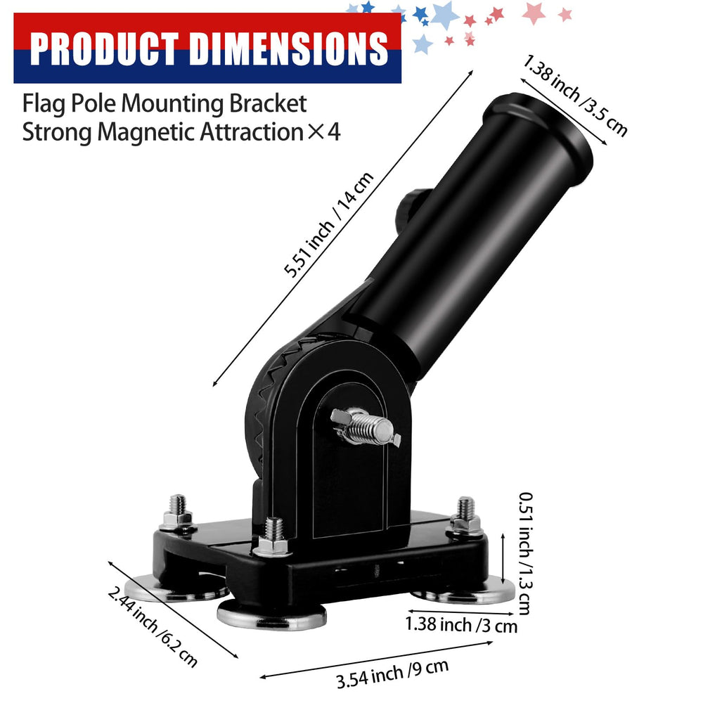 joaoxoko 5th wheel hitch mount shows 180-degree angle for versatile flag positioning.