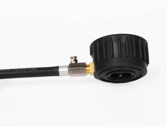 Joes Racing Pro Tire Gauge angle chuck improves reach for easy inflation checks.