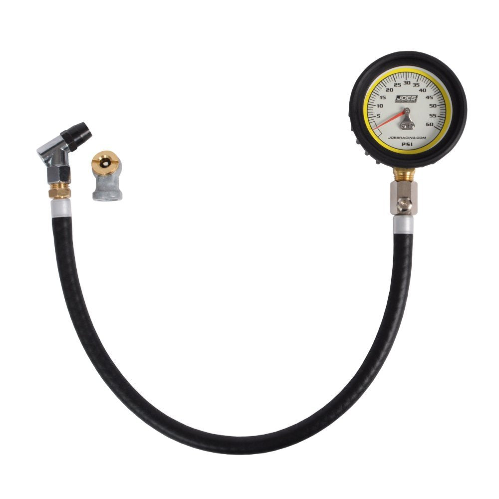 Joes Racing Pro Tire Gauge glow dial for night visibility and accurate readings.