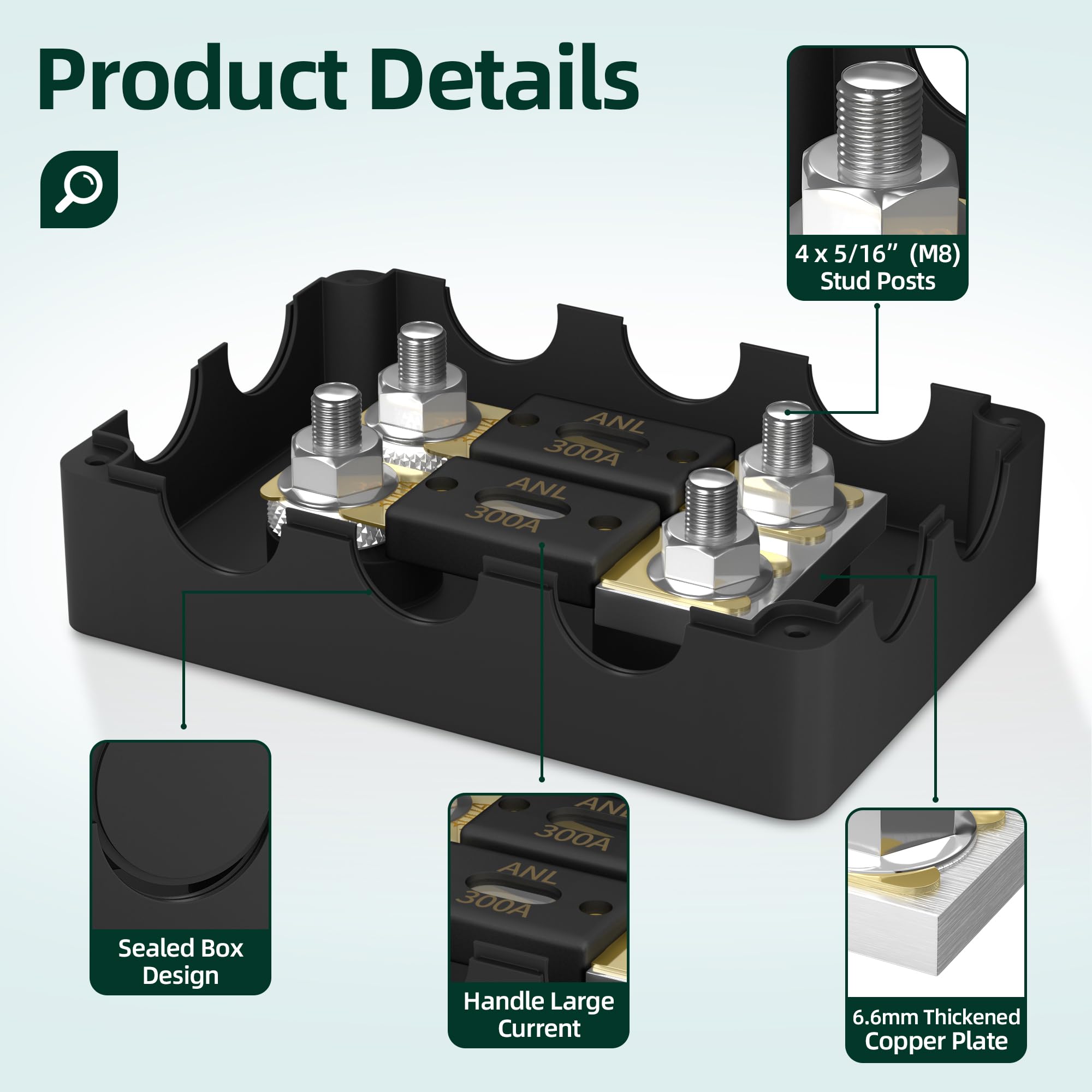Joinfworld 300A ANL fuse pack included for strong protection.