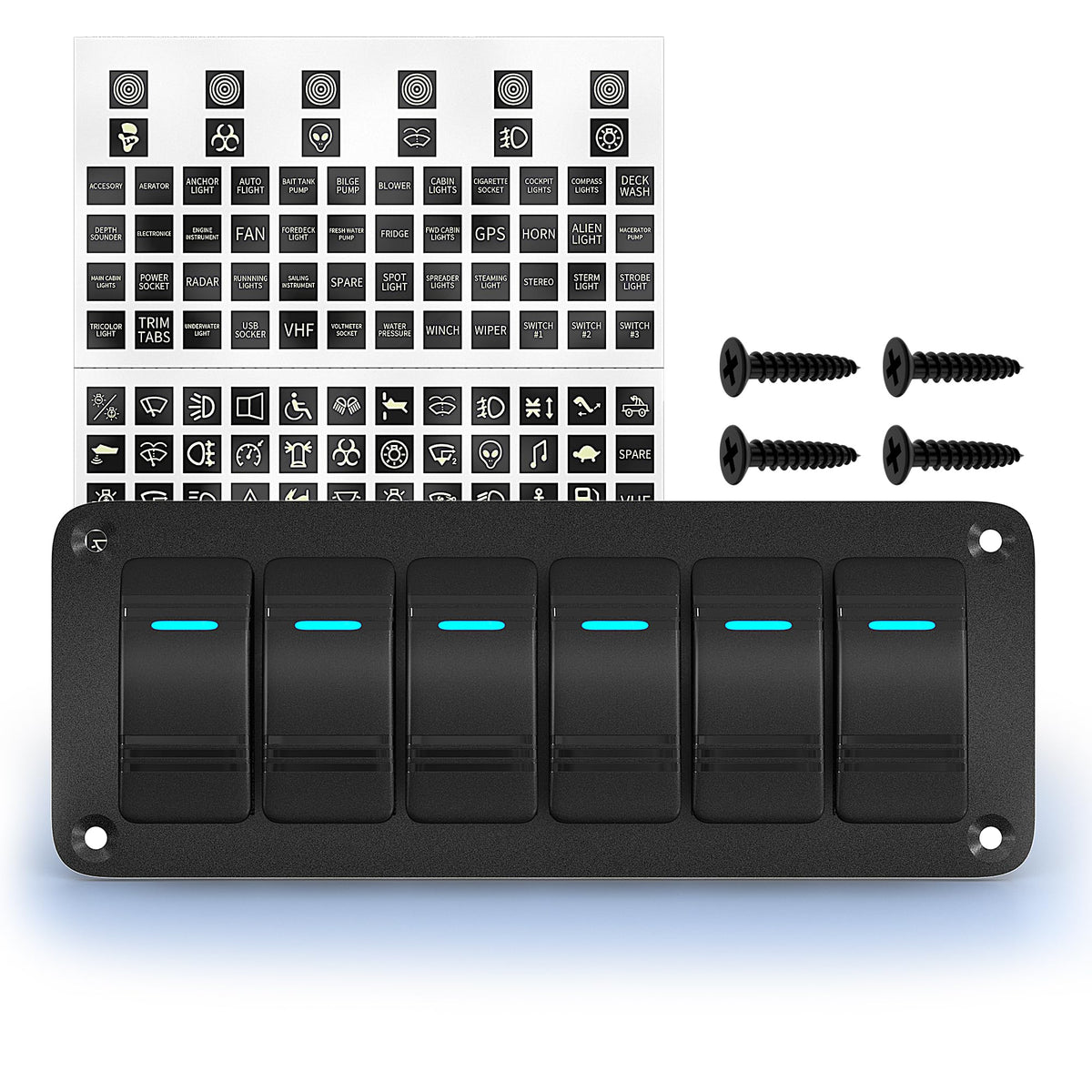 Joinfworld 6-gang rocker switch panel with blue LED for onboard control