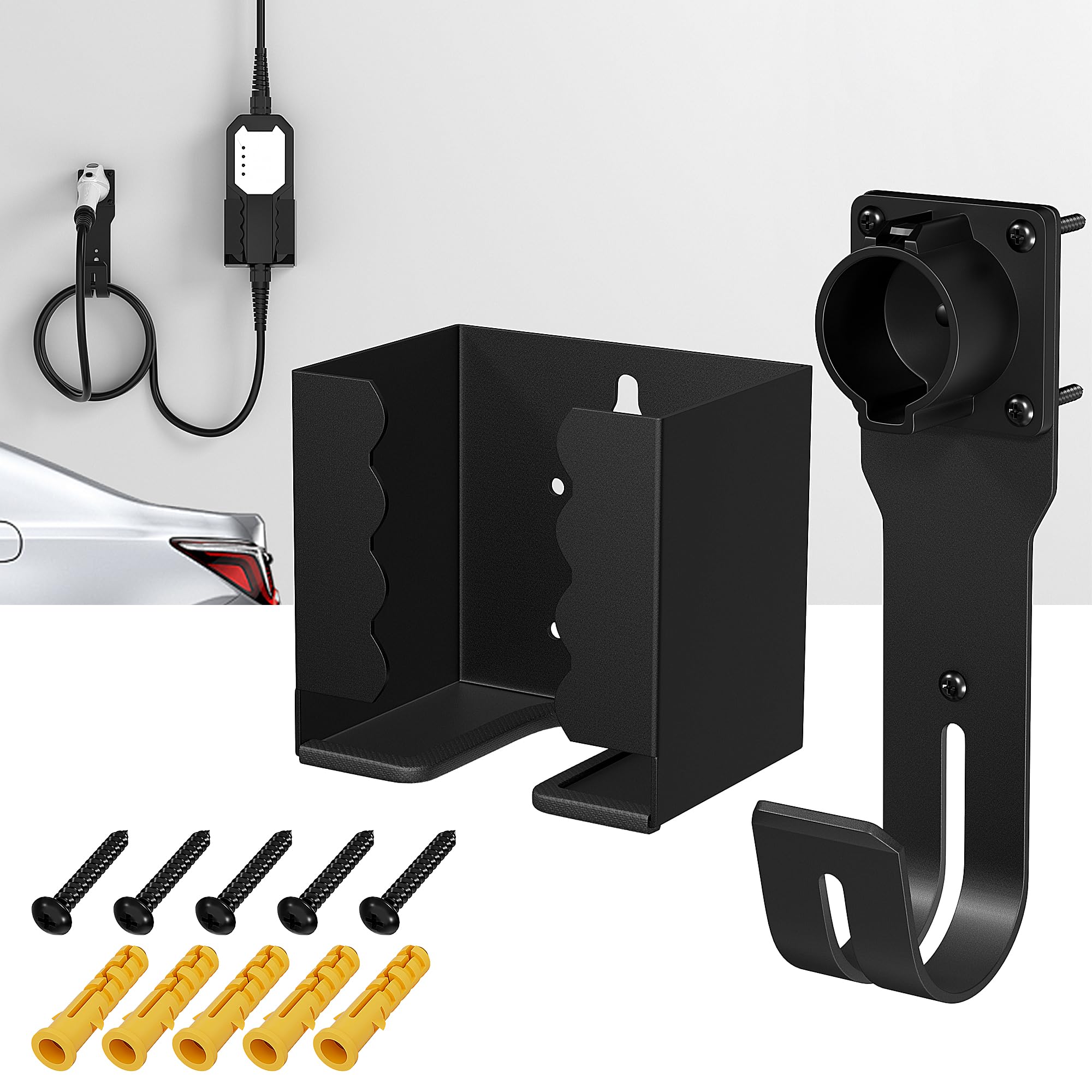 Joinfworld EV charger holster wall mount secures plug for safe, tidy charging.