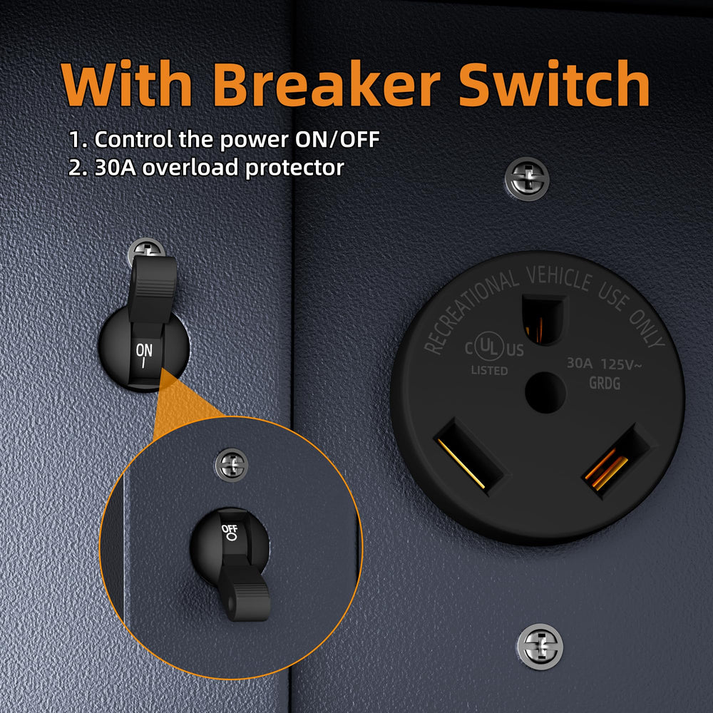 Joinfworld weatherproof RV outlet box side profile shows rugged outdoor suitability