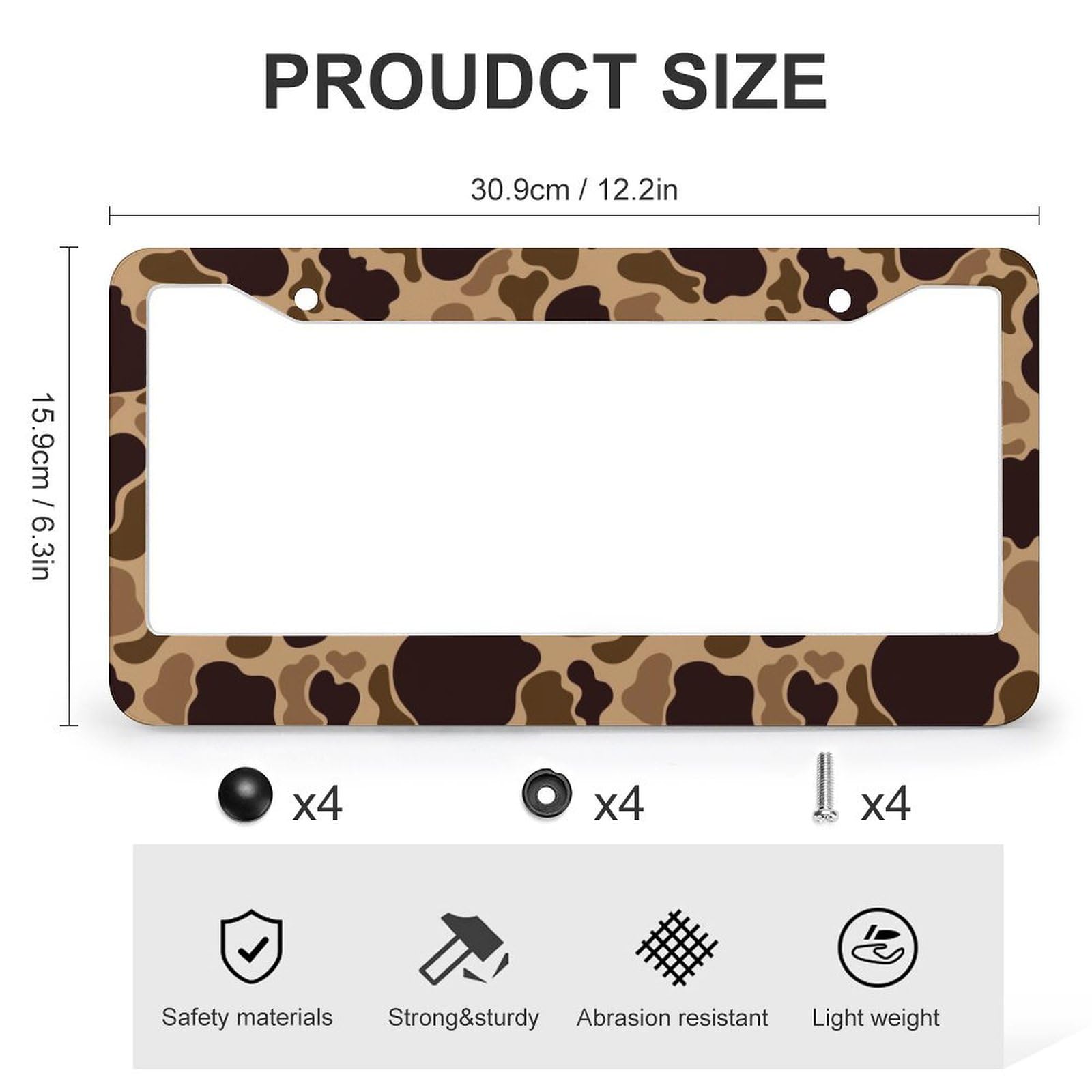 JOJOART Duck camouflage license frame rear view, sturdy fit for standard plates.