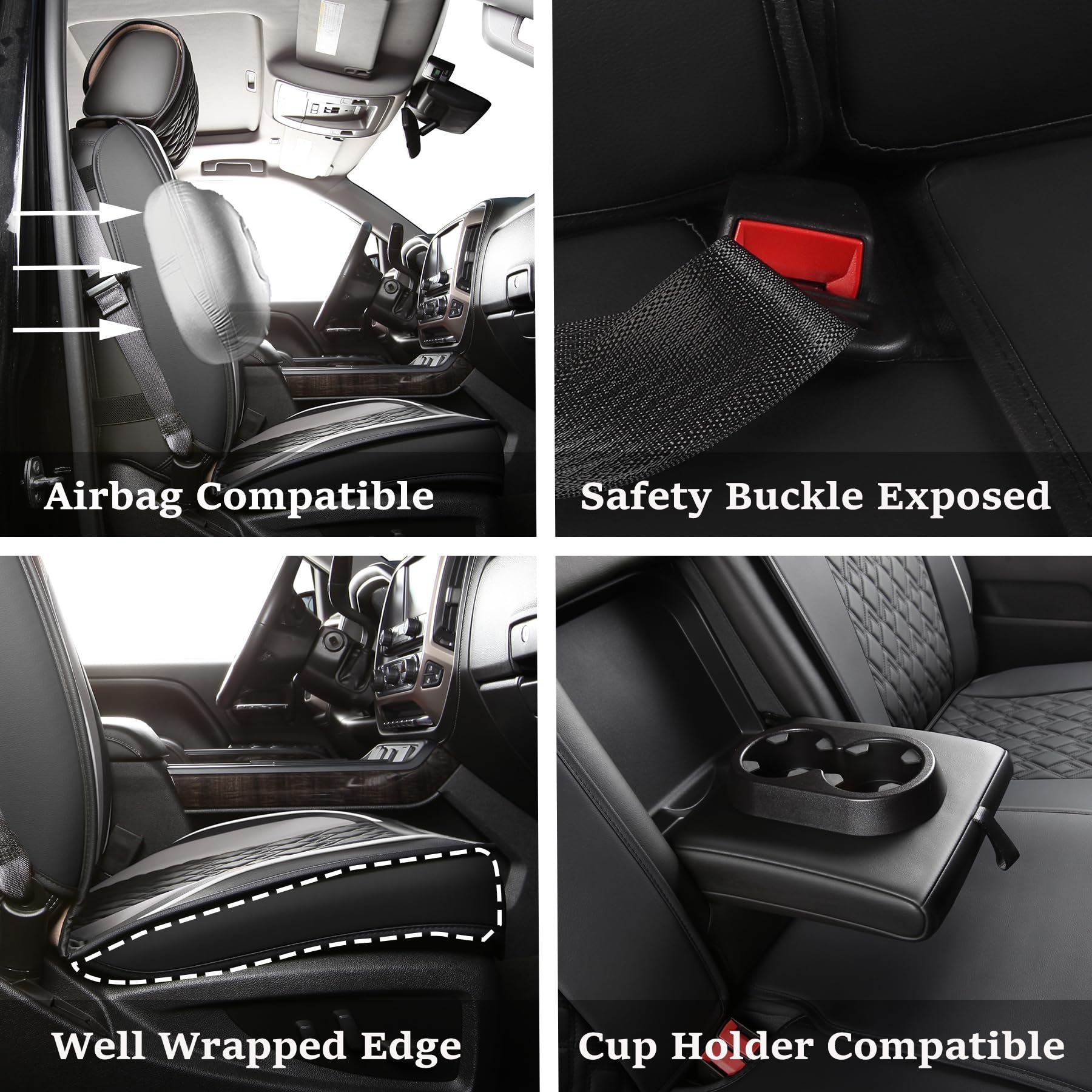 JOJOBAY Chevy Silverado seat cover anti-slip base keeps cushions in place during drive.