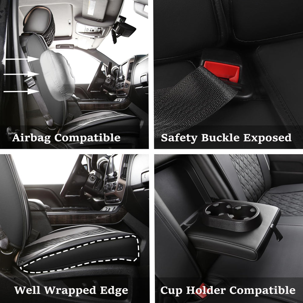 JOJOBAY Chevy Silverado seat cover anti-slip base keeps cushions in place during drive.