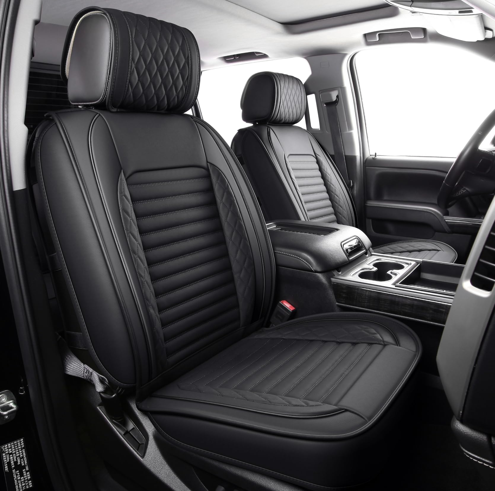 JOJOBAY Chevy Silverado front pair seat covers in black with tailored fit for protection.