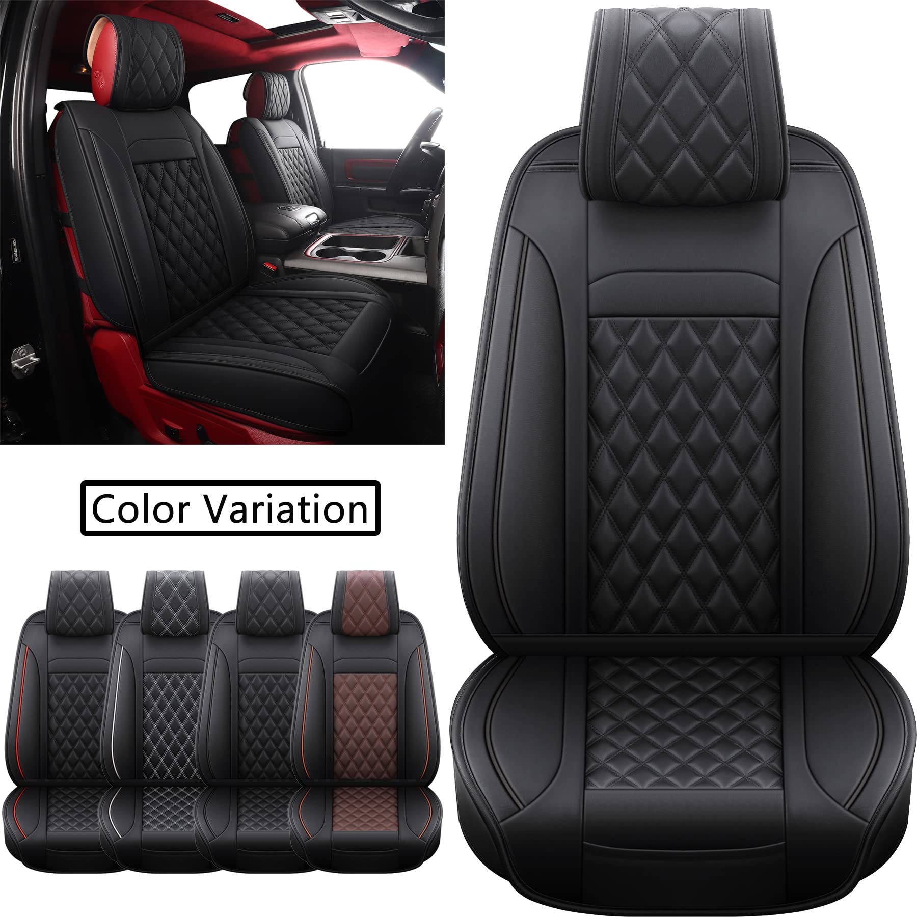 JOJOBAY Dodge Ram seat cover easy installation black with no tools.
