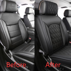 JOJOBAY GMC Sierra seat cover front left highlights non slip bottom for stability.