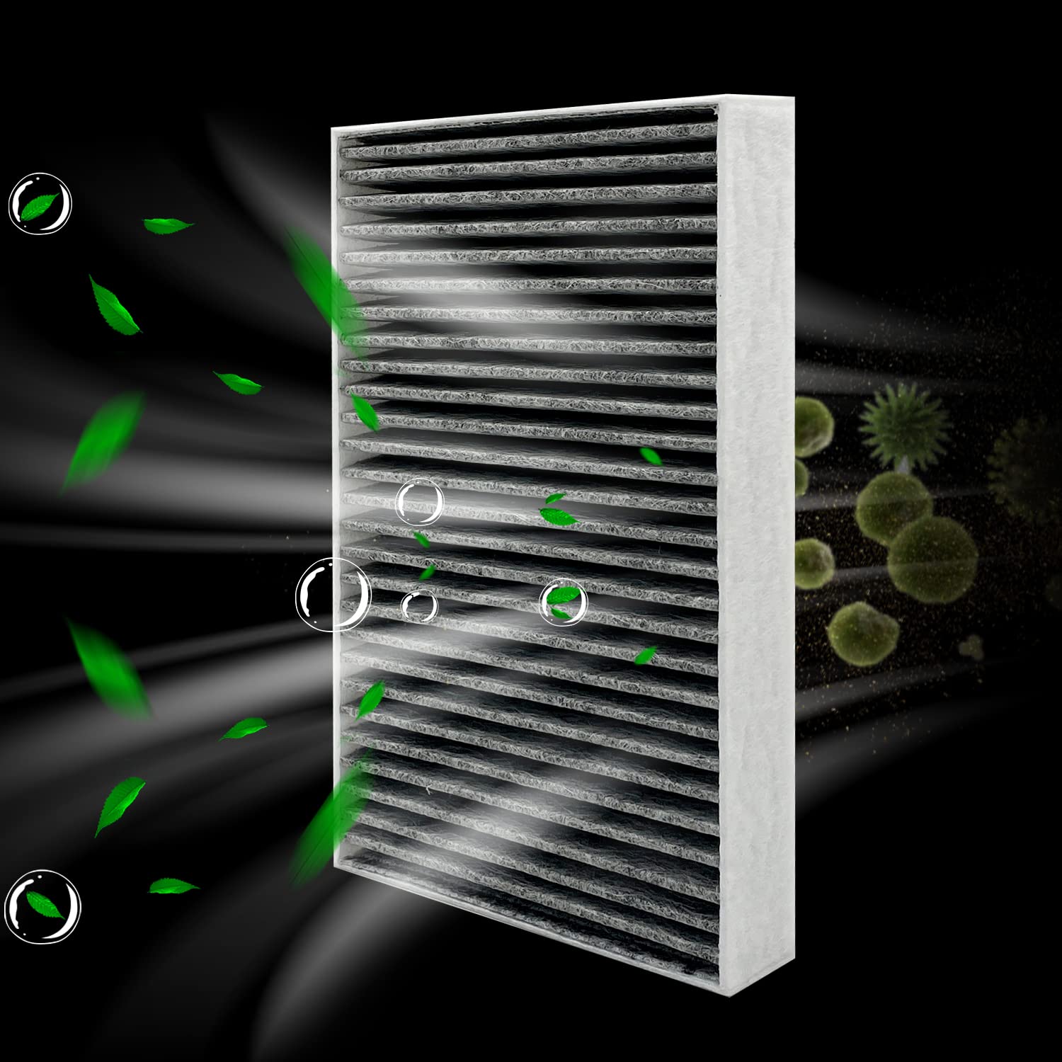 JOJOMARK cabin air filter close-up highlighting activated carbon layer.