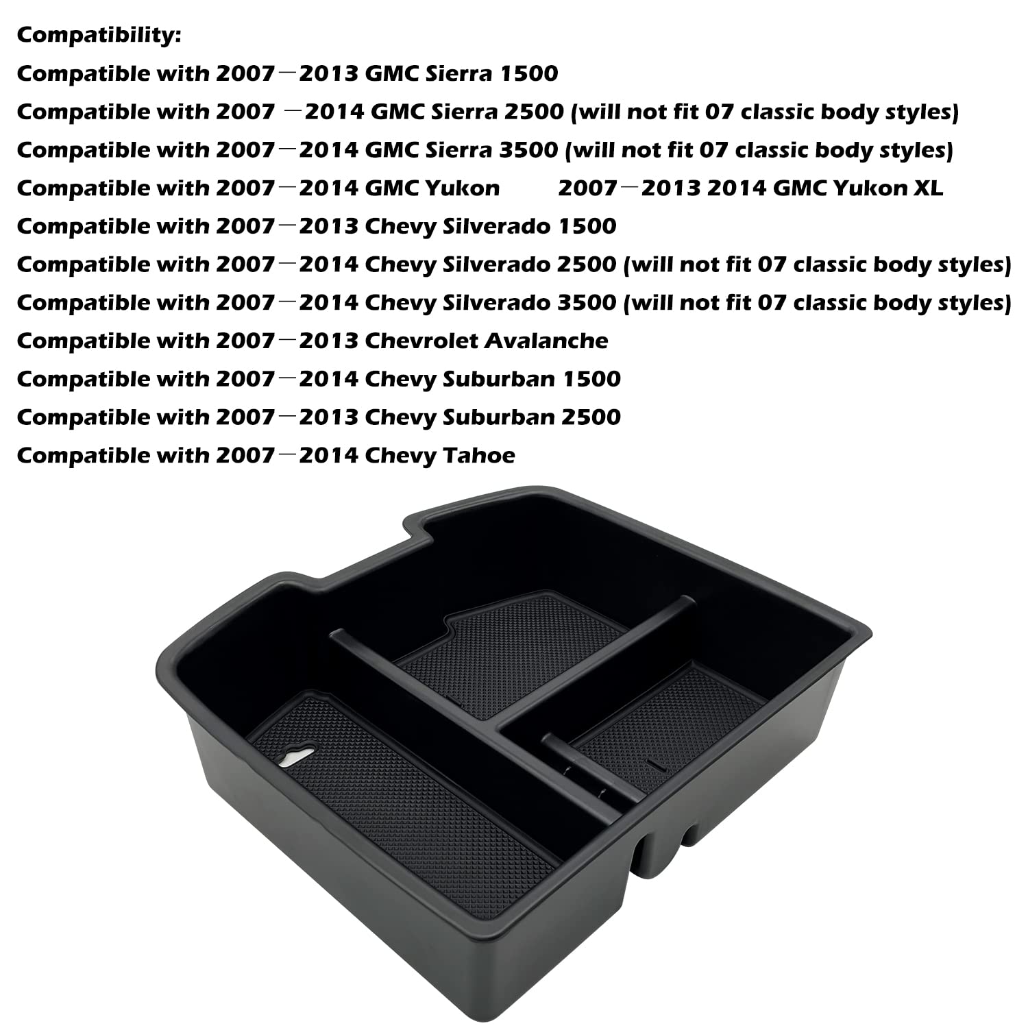JOJOMARK center console tray for Silverado 2007-2014 with matte finish and waterproof build.