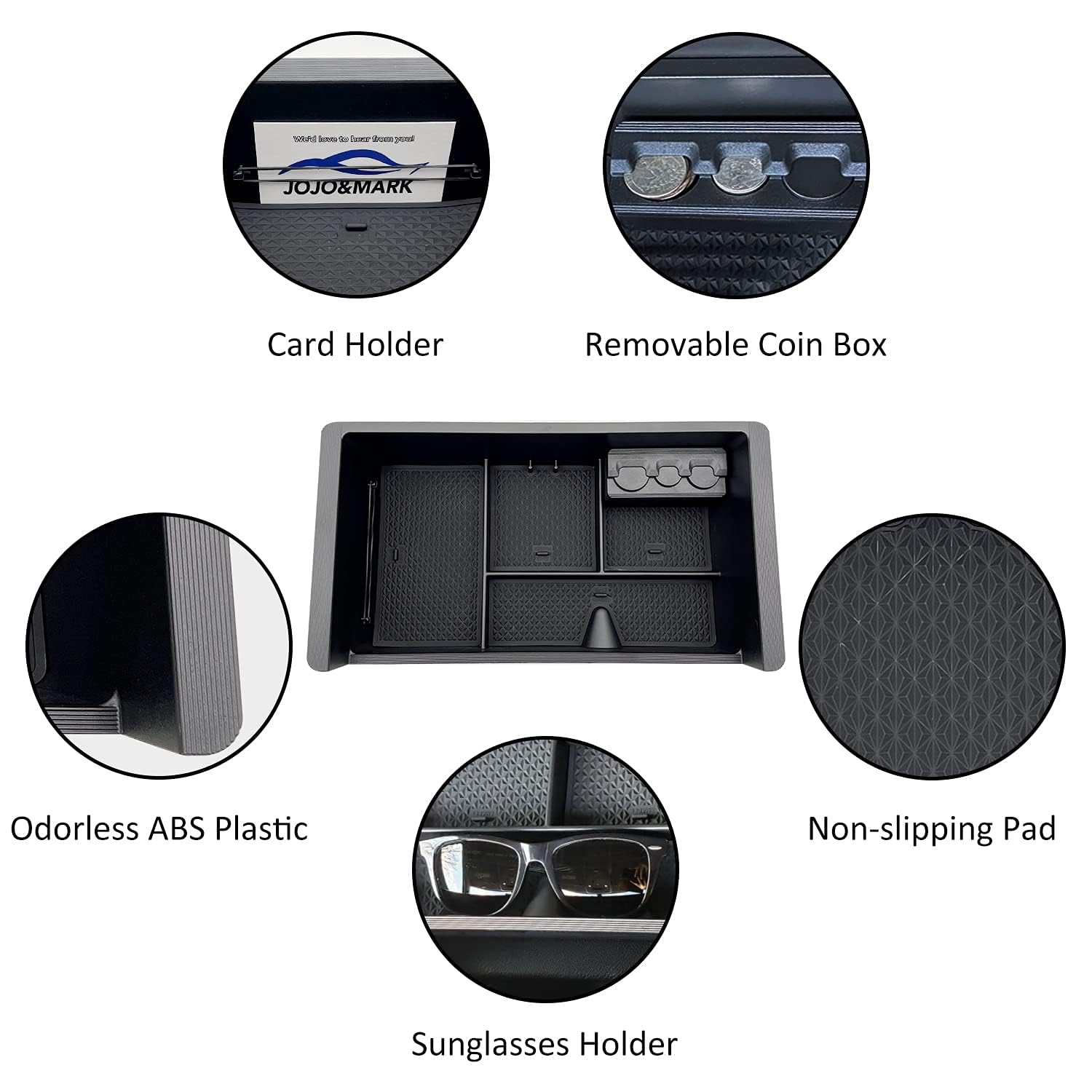 JOJOMARK tray uses matte ABS plastic for durable, deformation-resistant storage.