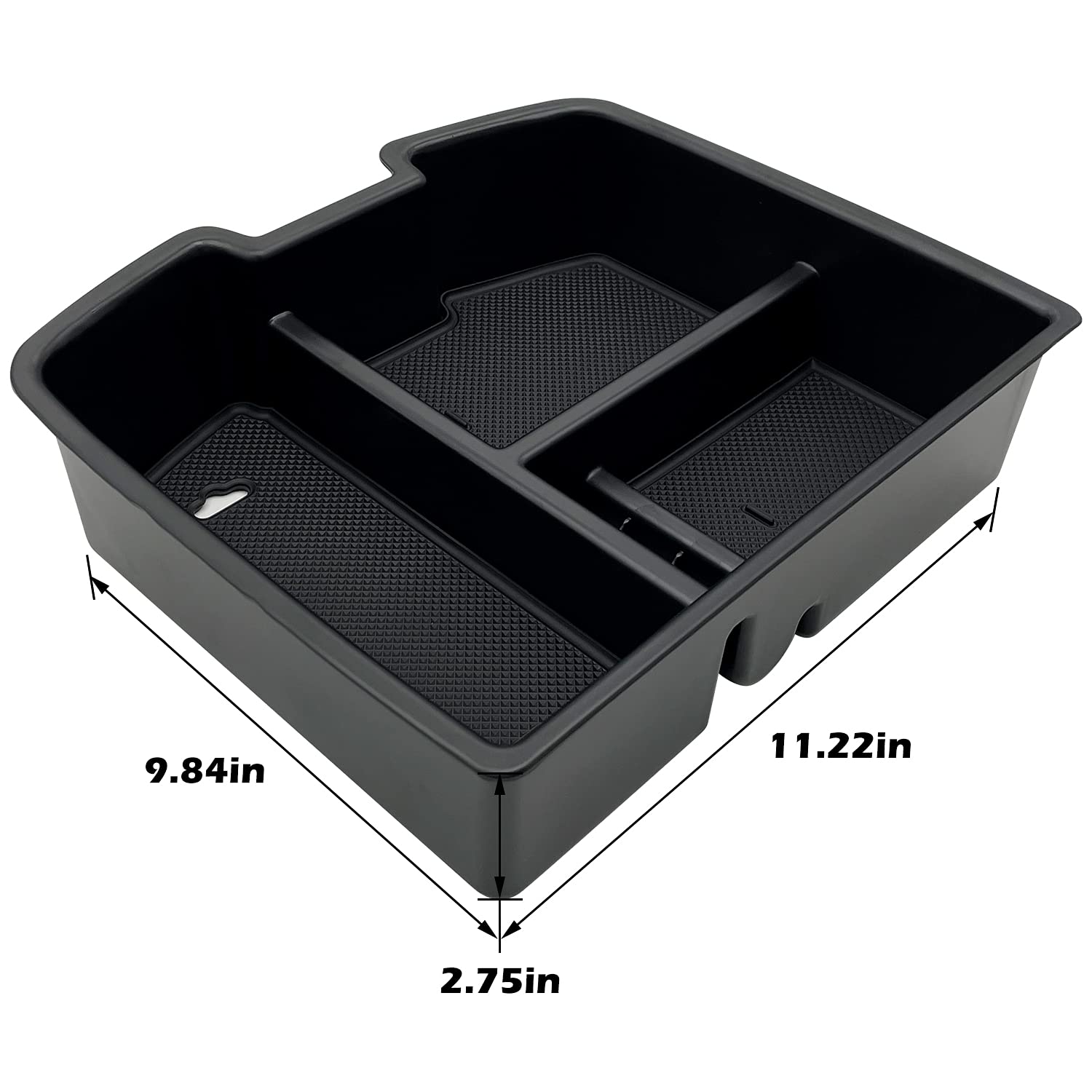 JOJOMARK ABS plastic tray with rubber liner reduces item movement inside the console.