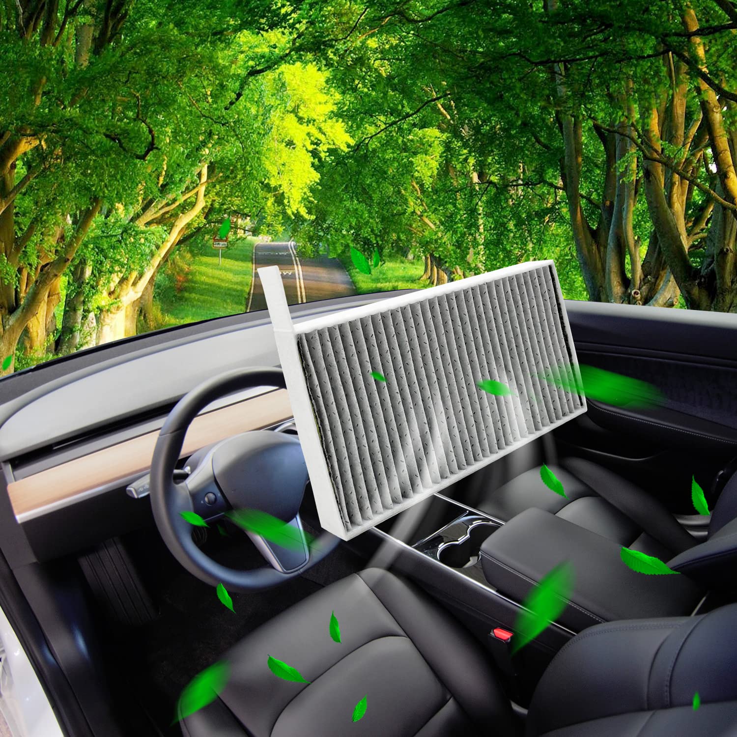JOJOMARK installation diagram for Tesla Model 3/Y cabin filter aids fit.
