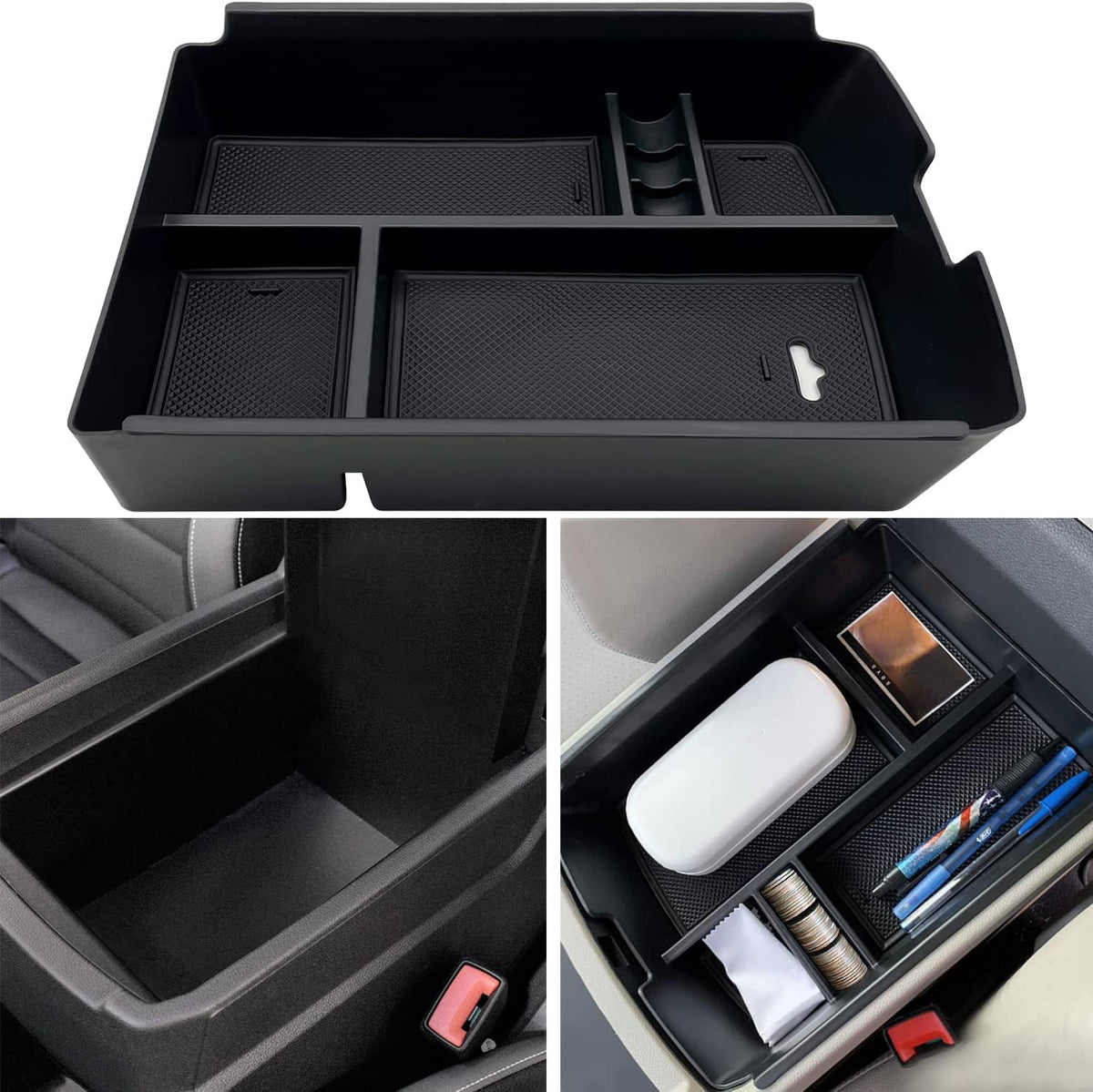 JOJOMARK center console organizer in VW Atlas interior keeps small items neatly organized