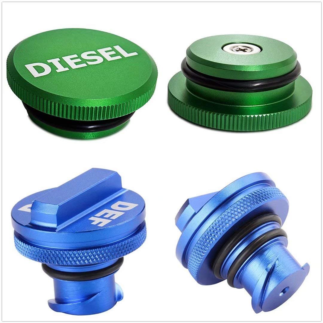 Close-up of JOJOY LUX aluminum diesel cap showing CNC precision and durable build.