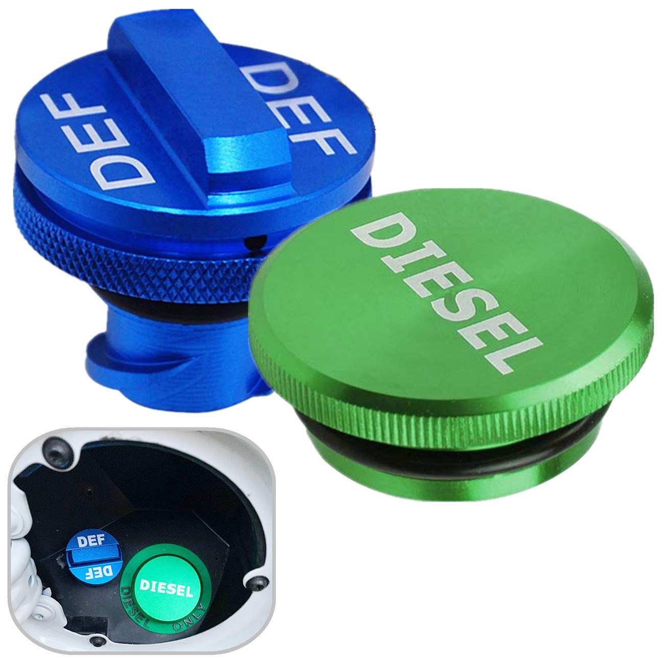 JOJOY LUX magnetic diesel fuel cap lid on a Dodge Ram for easy refueling.