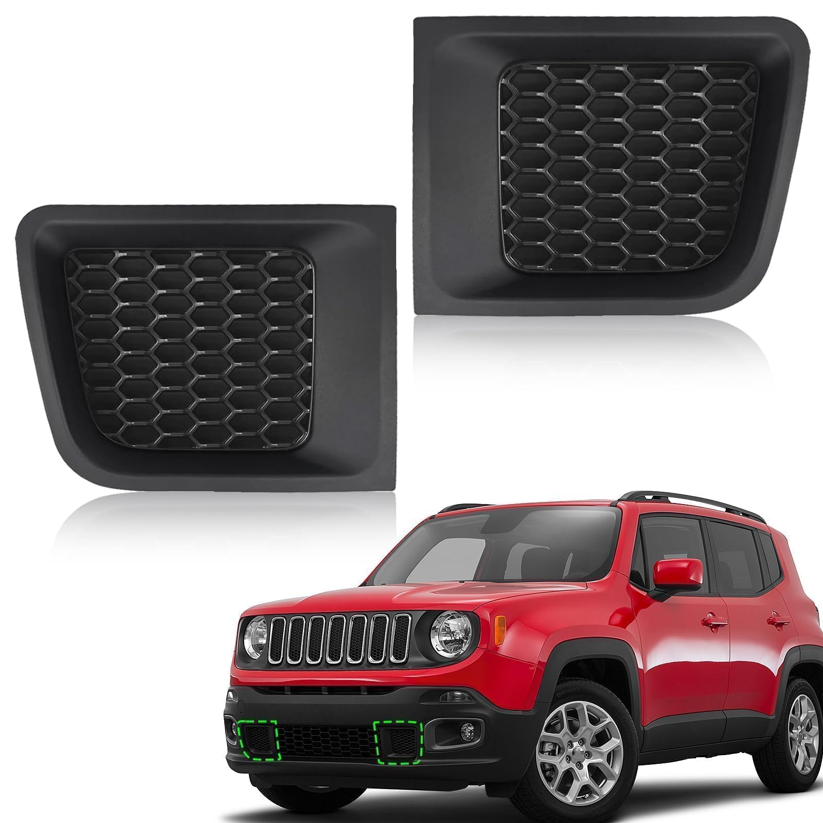 JOLONG front lower grille bumper cover left for Jeep Renegade with OE-style fit.