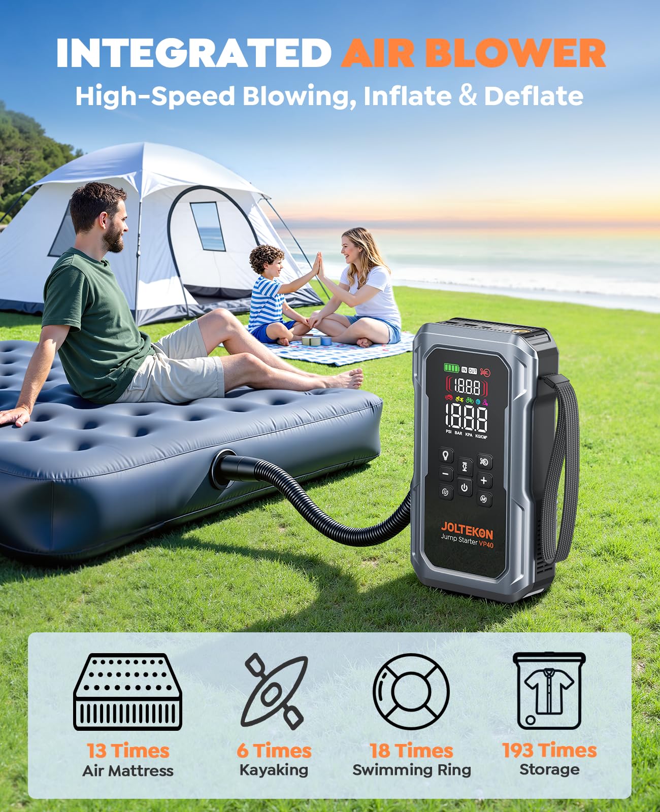 Joltekon 6000A smart display shows real-time tire pressure and status.