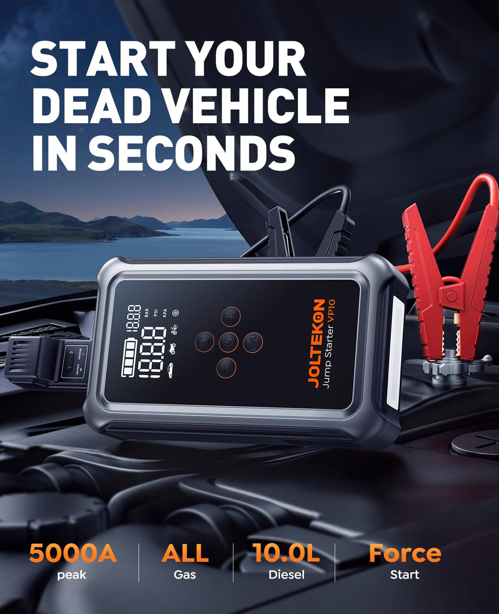 Joltekon jump starter with BOOST technology powering a car battery start