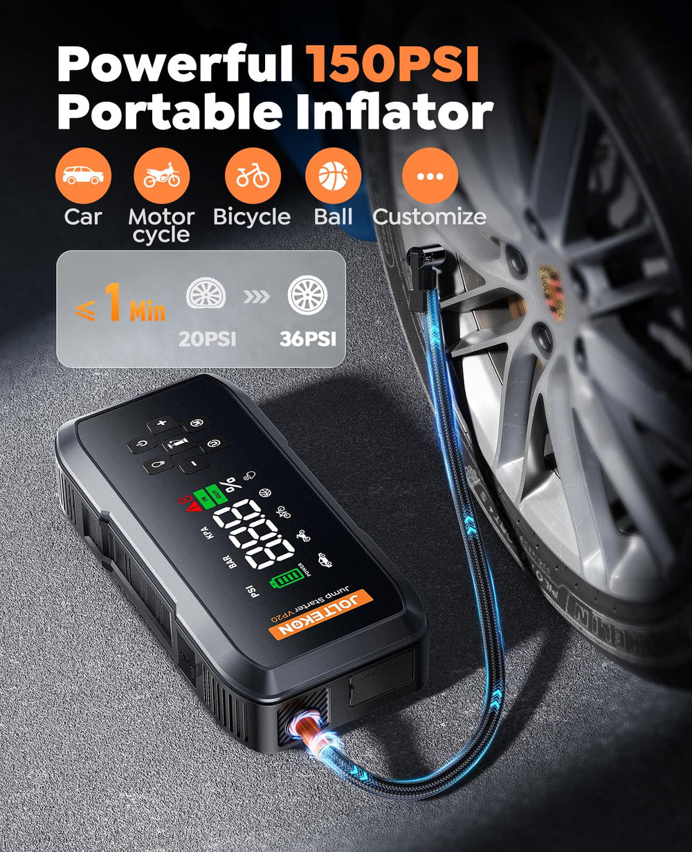 VP20 tire inflation display shows current pressure for precise inflation