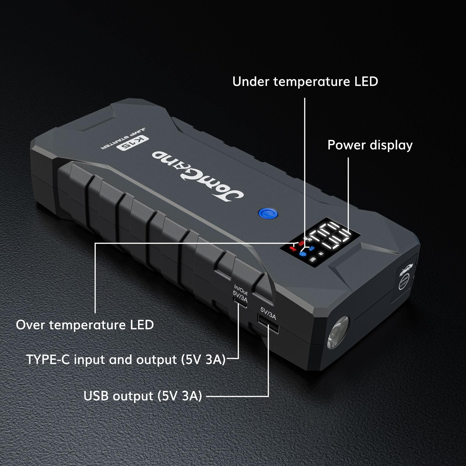 Jomgand K15 in-use start powers cars, SUVs, and trucks.