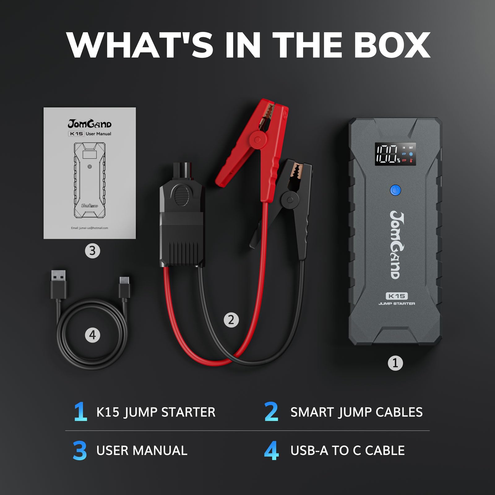Jomgand K15 standby indicator keeps you informed on charge readiness.