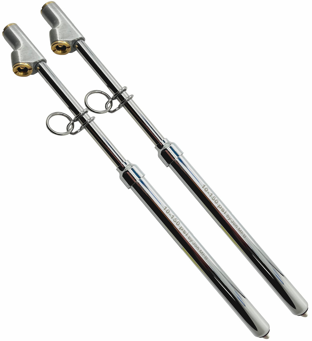 Jon MFB 150Psi tire gauge front view for quick pressure checks.
