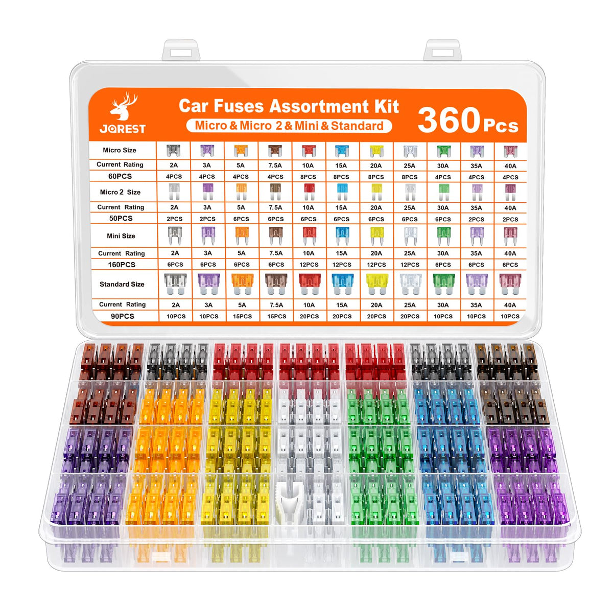 JOREST 360Pcs car fuse kit cover for a complete vehicle fuse collection.