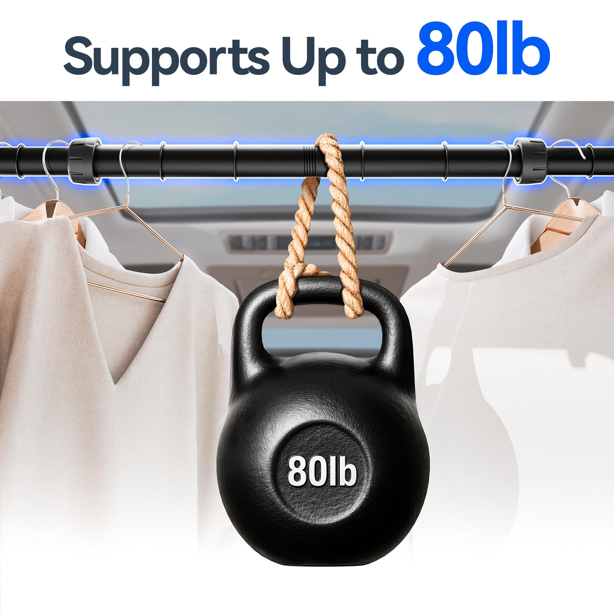 Josmimic heavy-duty metal hanger bar supports multiple garments without bending.