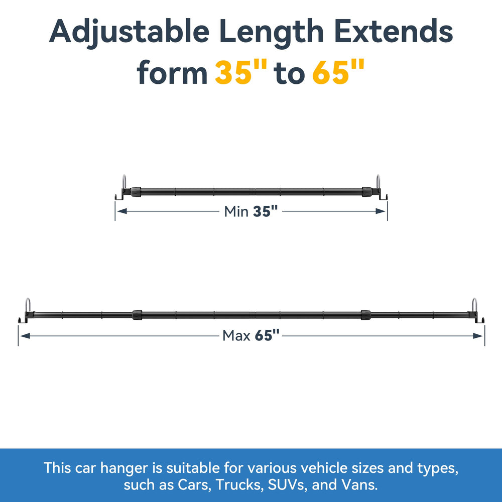 Josmimic telescopic length bar adapts to your vehicle interior.