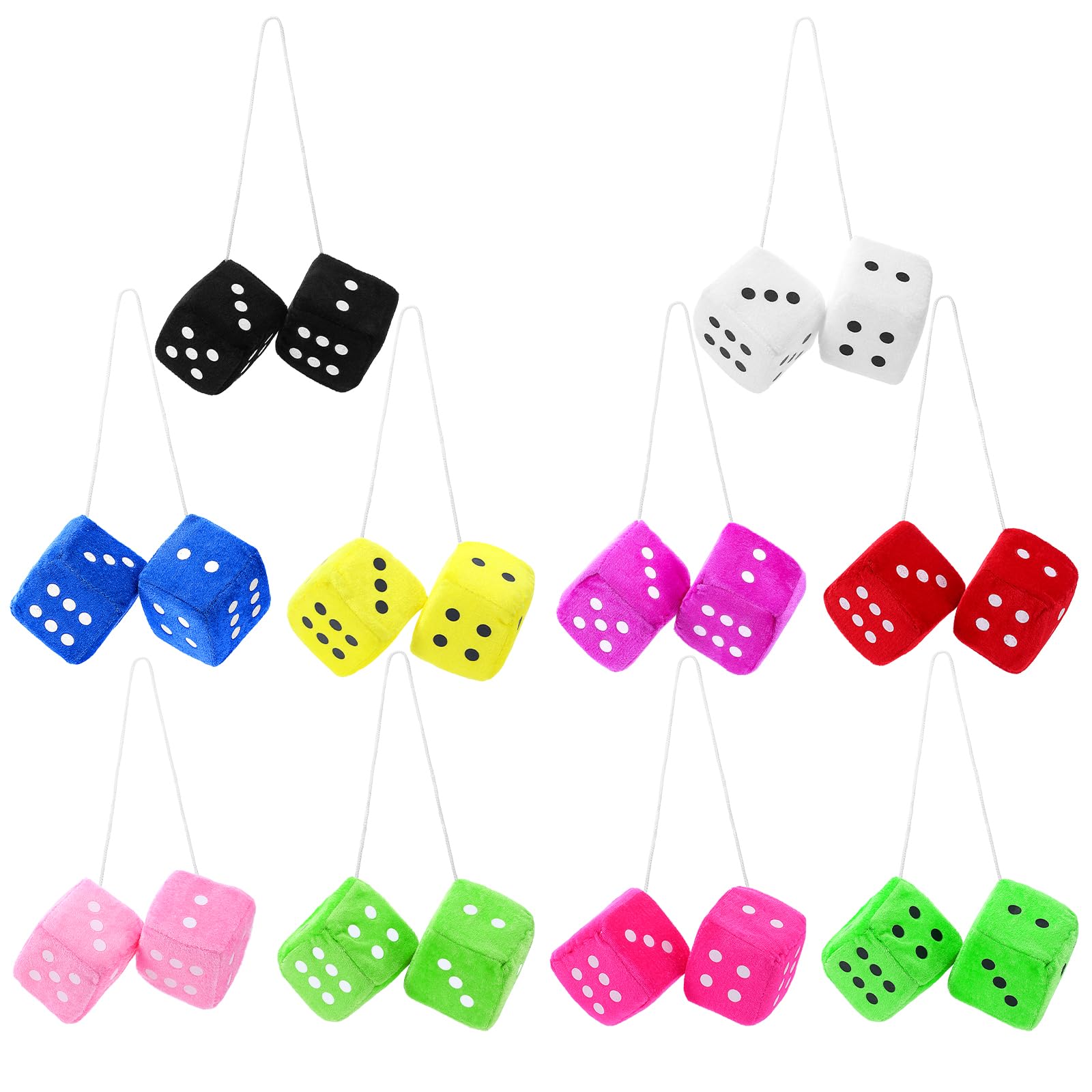 Josojoou fuzzy dice car mirror with retro charm and durable plush texture