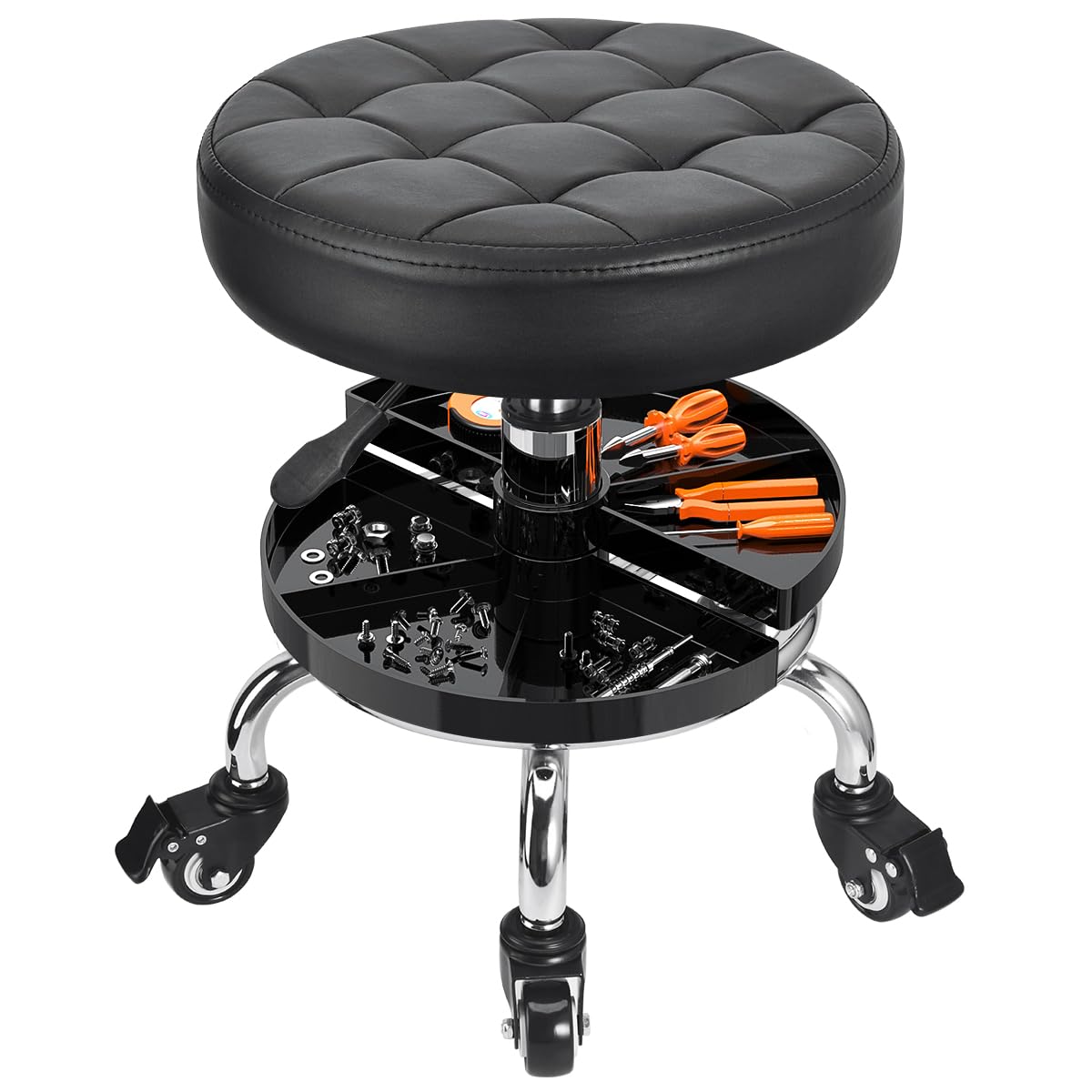 JOSTZHXIN garage mechanic stool chair rolling with smooth wheels for easy garage moves.
