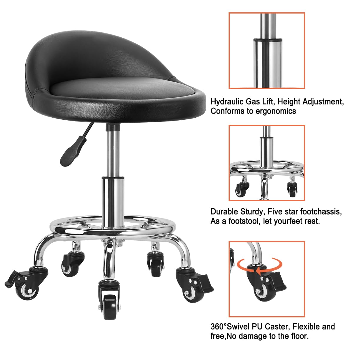 JOSTZHXIN garage stool features five wheels and smooth rotation