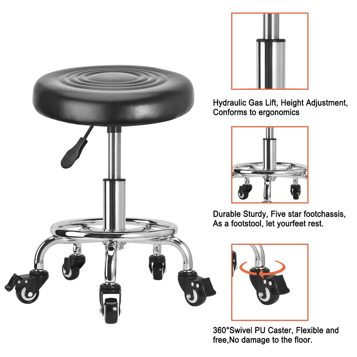 JOSTZHXIN swivel mechanic stool demonstrating 360-degree rotation