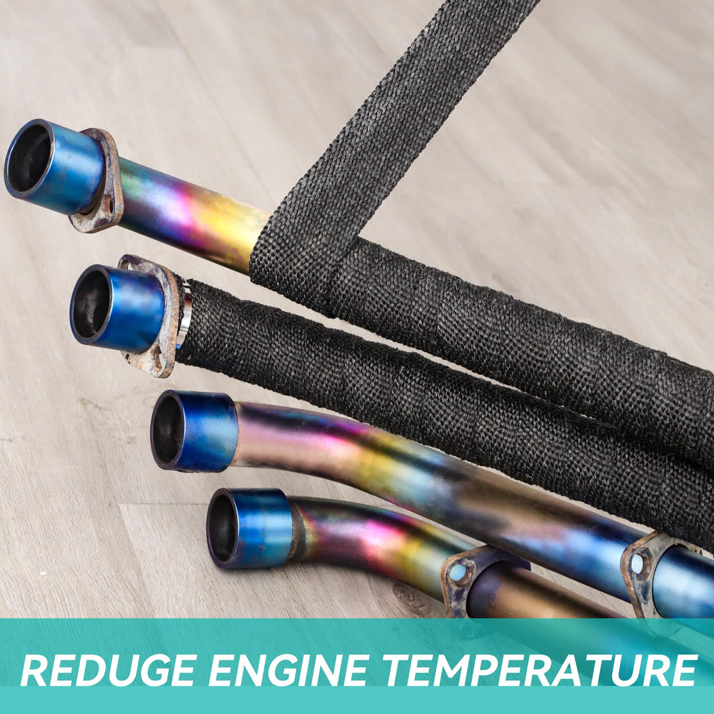 JOUGU wrapped exhaust tube demonstrates heat wrap applied to pipe.