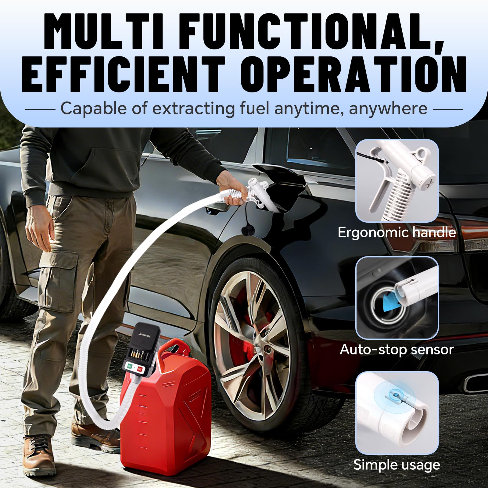 Jownupp transparent hose shows fuel flow clearly