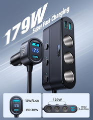 JOYROOM 179W adapter rear ports enable back-seat charging for passengers