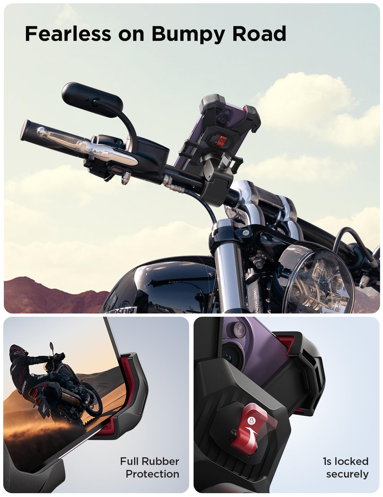 JOYROOM handlebar compatibility supports 0.7 to 1.34 inch bars.
