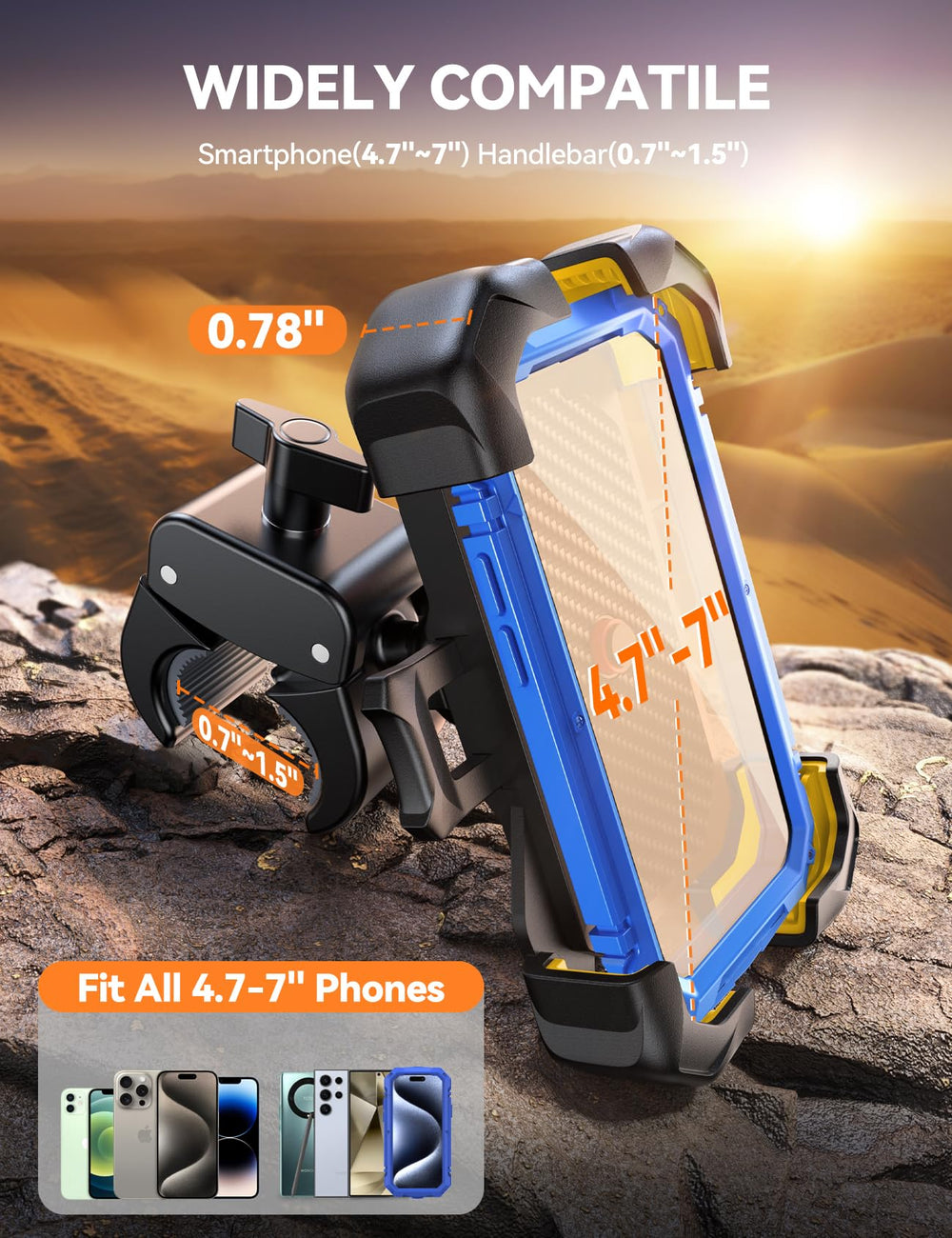 JOYROOM handlebar compatibility 0.7 to 1.34 inches