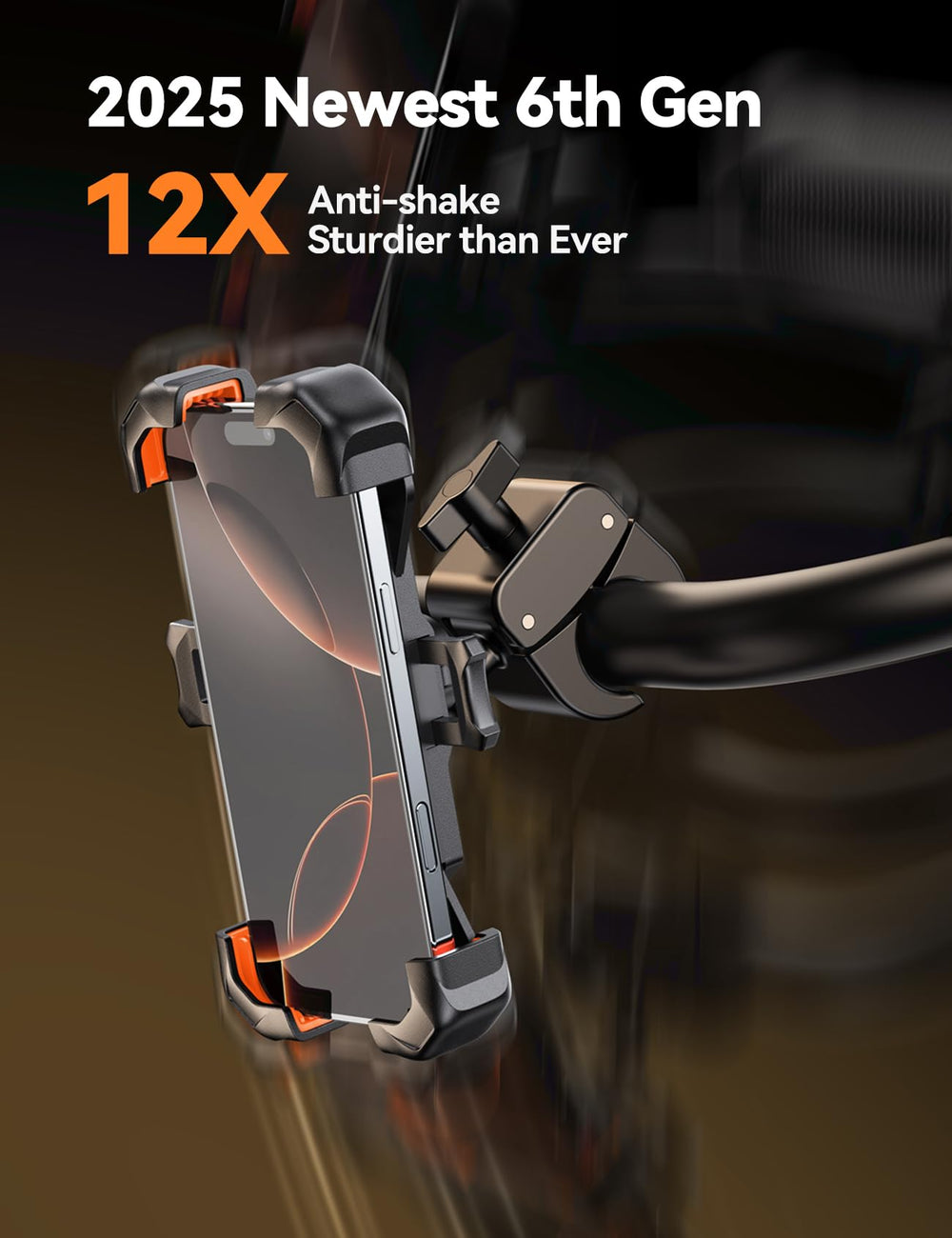 JOYROOM handlebar phone mount with 360-degree adjustment for ideal viewing.