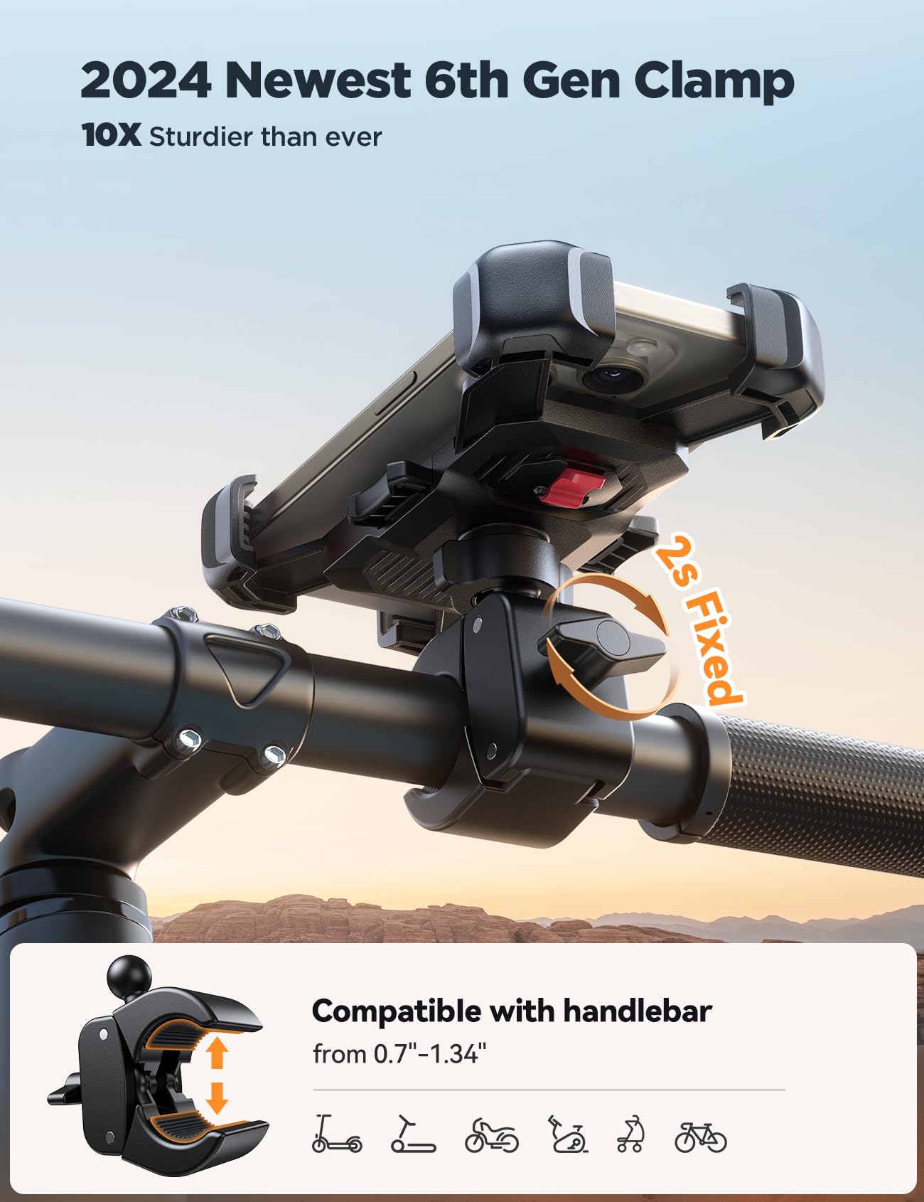 JOYROOM compatible with handlebars from 0.7 to 1.34 inches