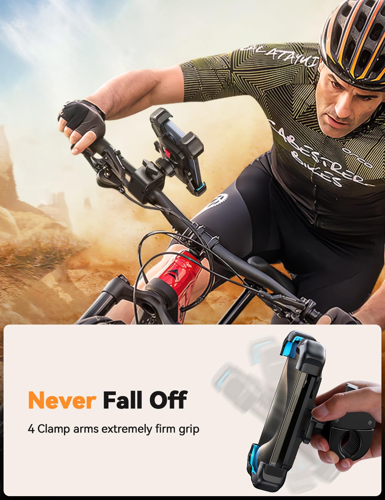 JOYROOM 360° adjustable mount allowing flexible viewing angles during ride.