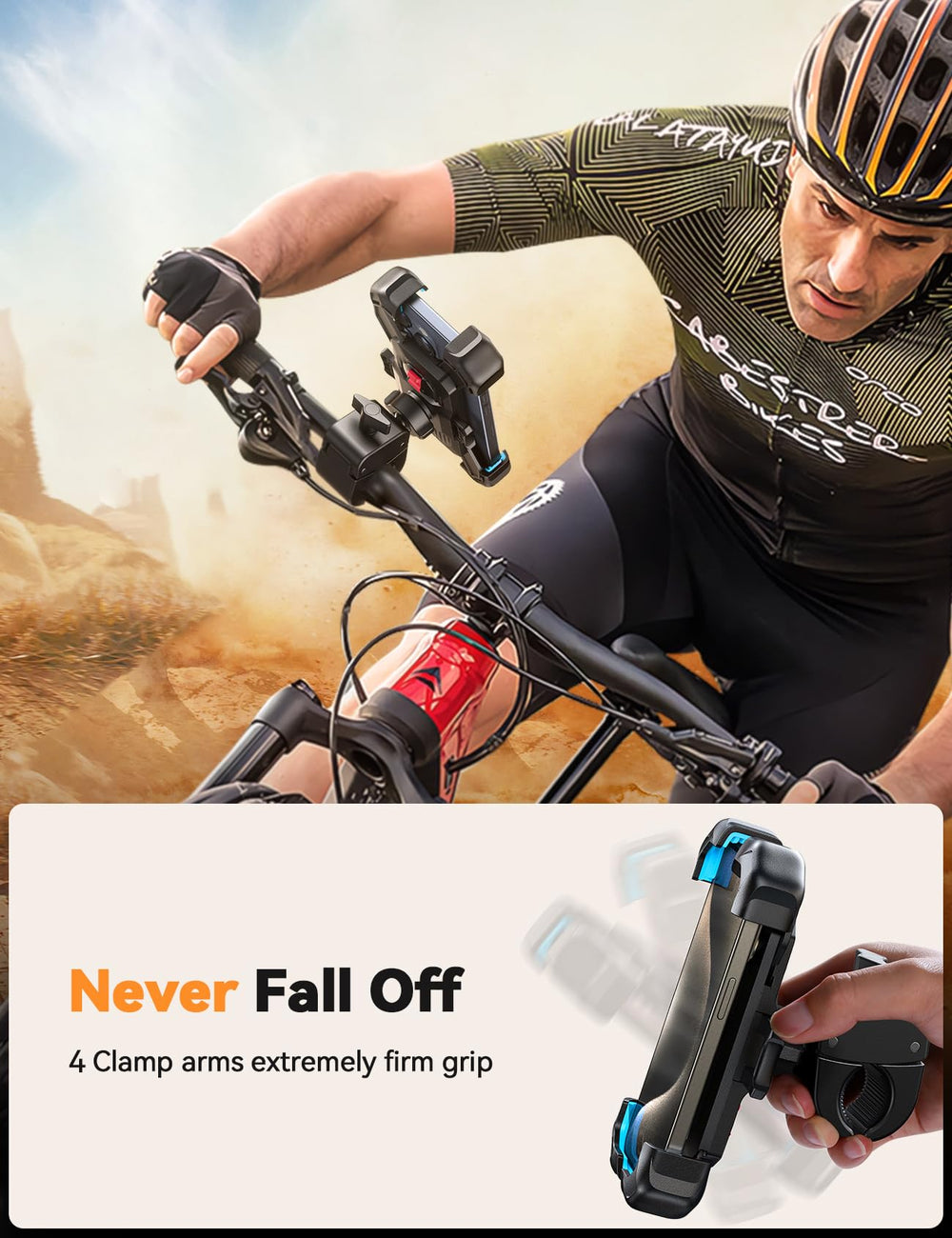 JOYROOM 360° adjustable mount allowing flexible viewing angles during ride.