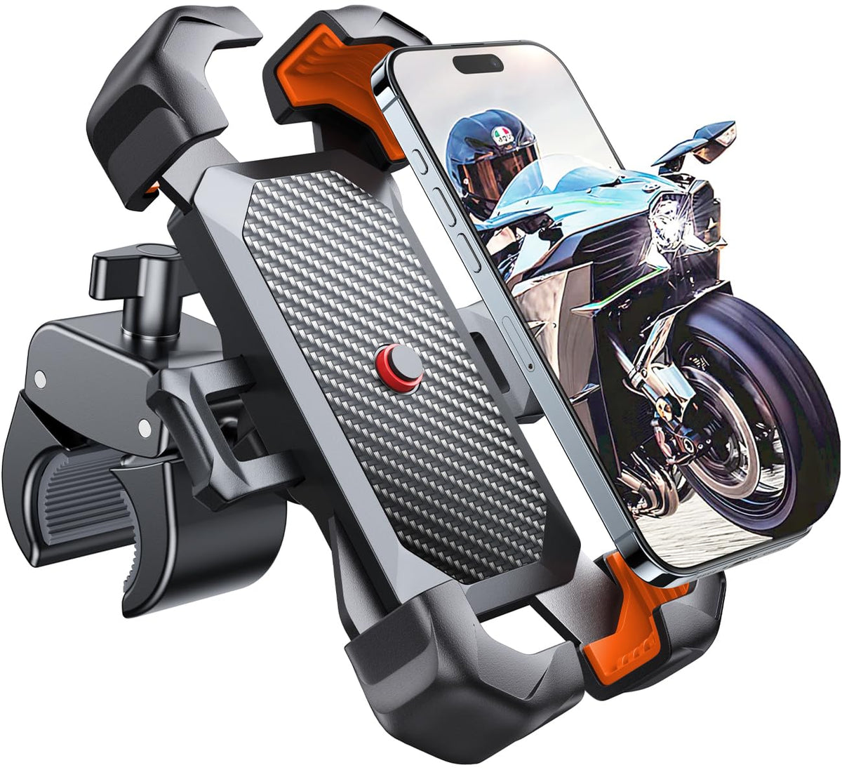 JOYROOM motorcycle mount showing 1s auto lock in action for quick secure mounting.