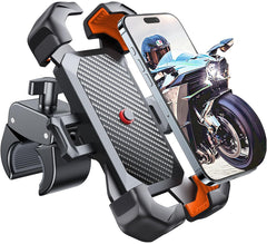 JOYROOM motorcycle mount showing 1s auto lock in action for quick secure mounting.