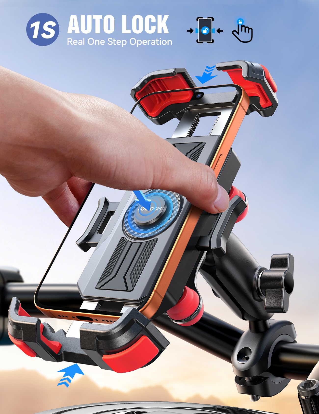 All metal clamp with silicone pads protects your phone