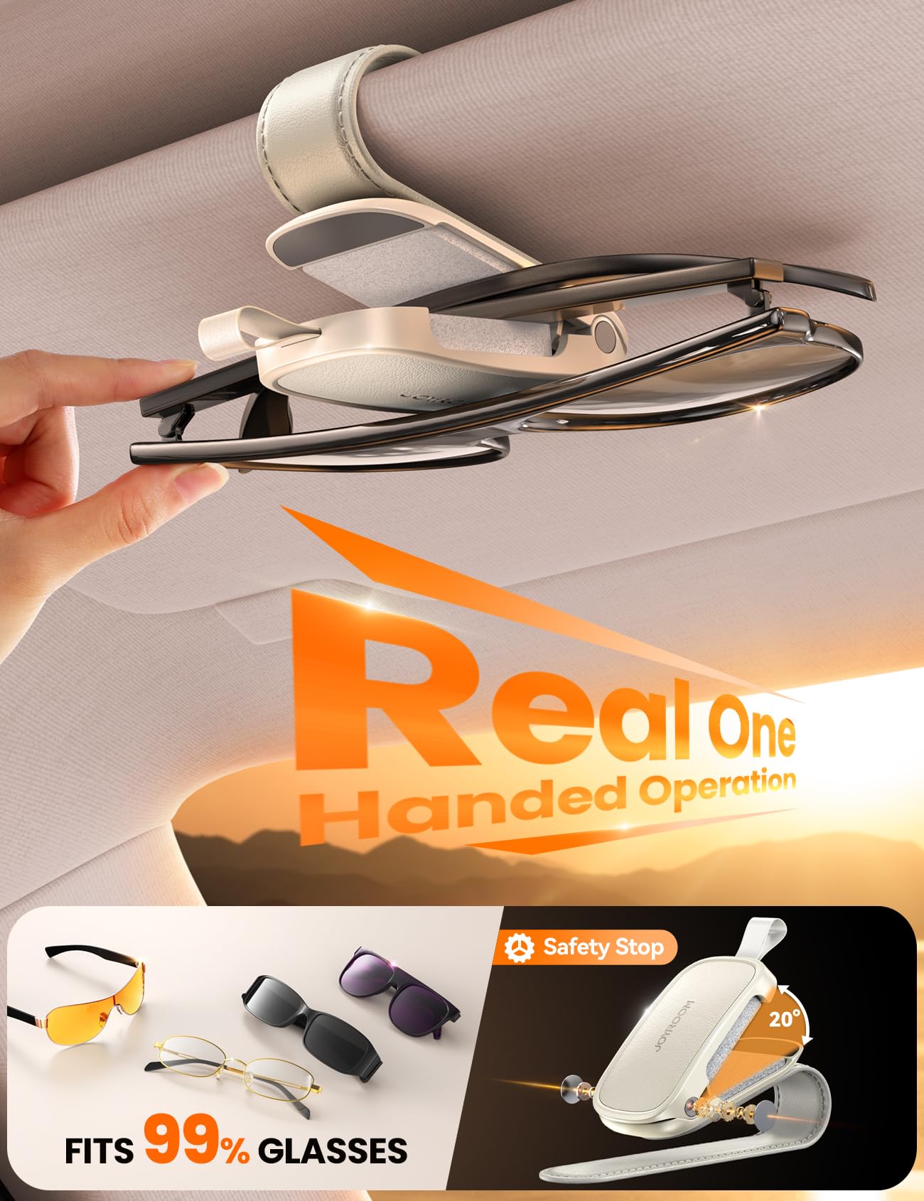JOYROOM N52 magnet grip holds sunglasses firmly through bumps and turns.